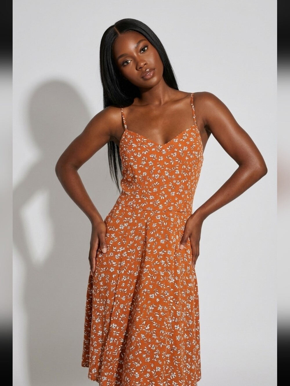 The General Good Floral Orange Dress Crisscross Strappy Size Large NWOT